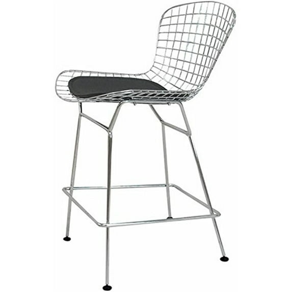 mid century modern chrome wire counter stool (red)