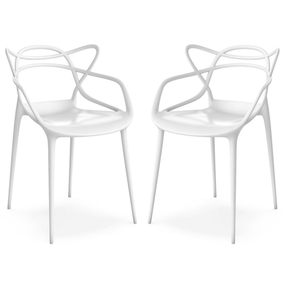 Entangled Modern White Plastic Armchair Set