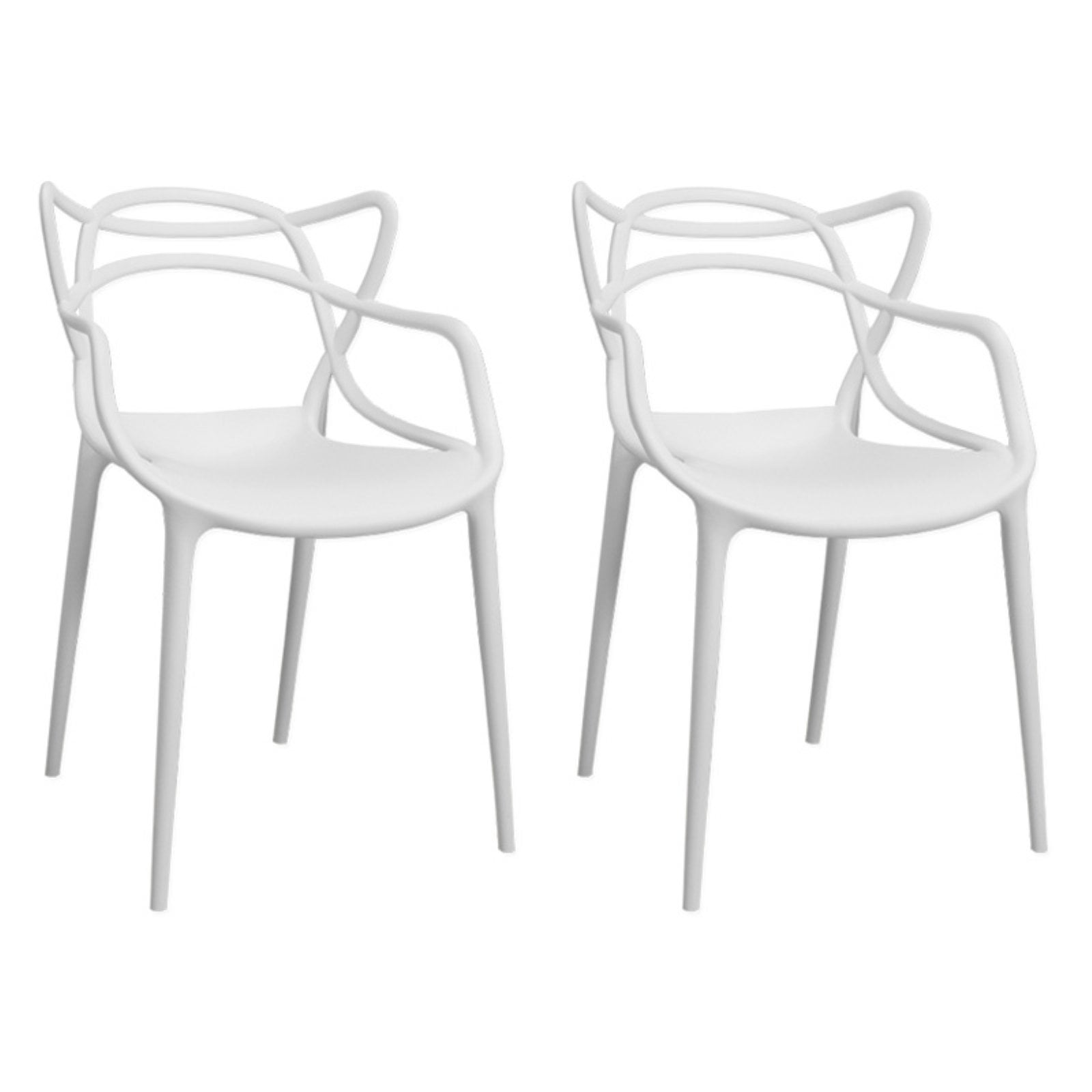Entangled Modern White Plastic Armchair Set