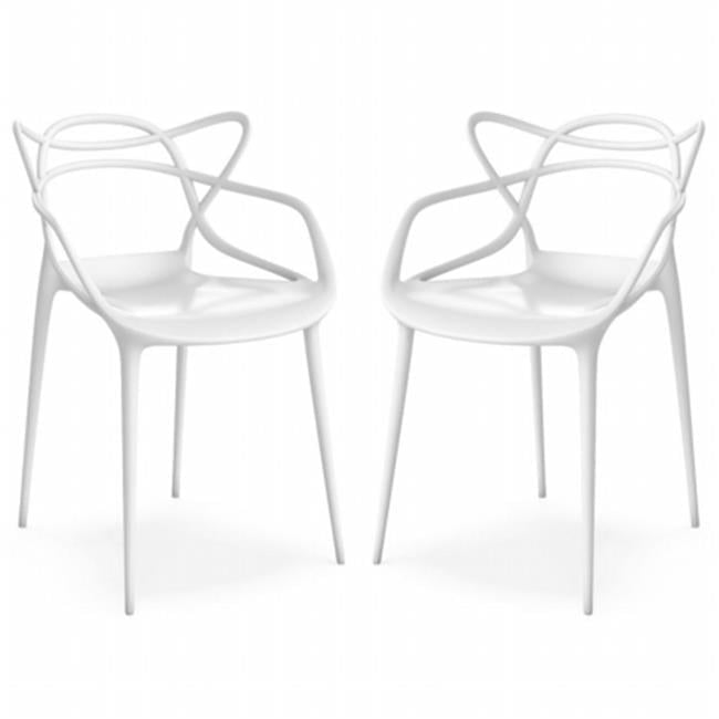 Entangled Modern White Plastic Armchair Set
