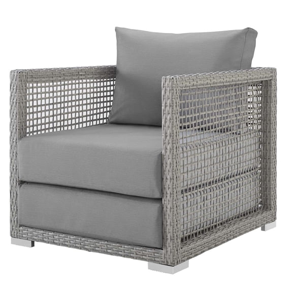Mod Modern Outdoor Patio Lounge Chair with All-Weather Cushions, Gray