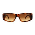 thumbnail image 1 of Mod Narrow Rectangle Plastic Thick Temple Minimal Sunglasses Tortoise Brown, 1 of 4