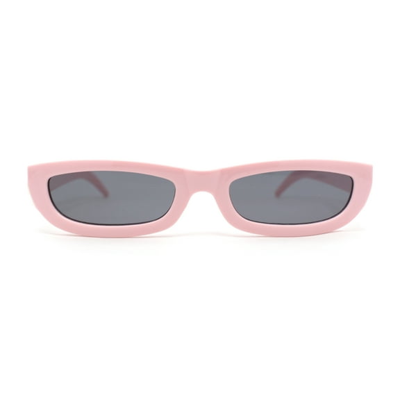Mod Narrow Rectangular Luxury 20s Cat Eye Plastic Sunglasses Pink - Black