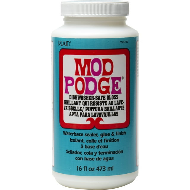 Mod Podge Dishwasher Safe Gloss Sealer, Glue and Finish, Clear, 16 fl
