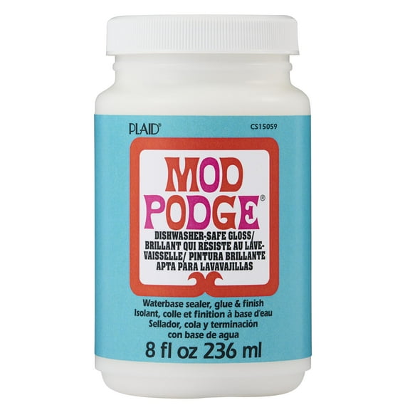 Mod Podge Dishwasher Safe Sealer, Glue, and Finish, Gloss Finish, Clear, 8 fl oz