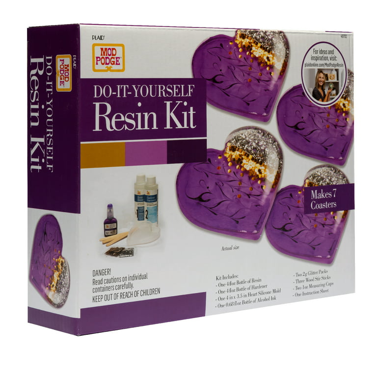 Mod Podge Do-It-Yourself High Gloss Resin Coaster Kit for Unisex Resin Arts  & Crafts, 18 Pieces, Heart