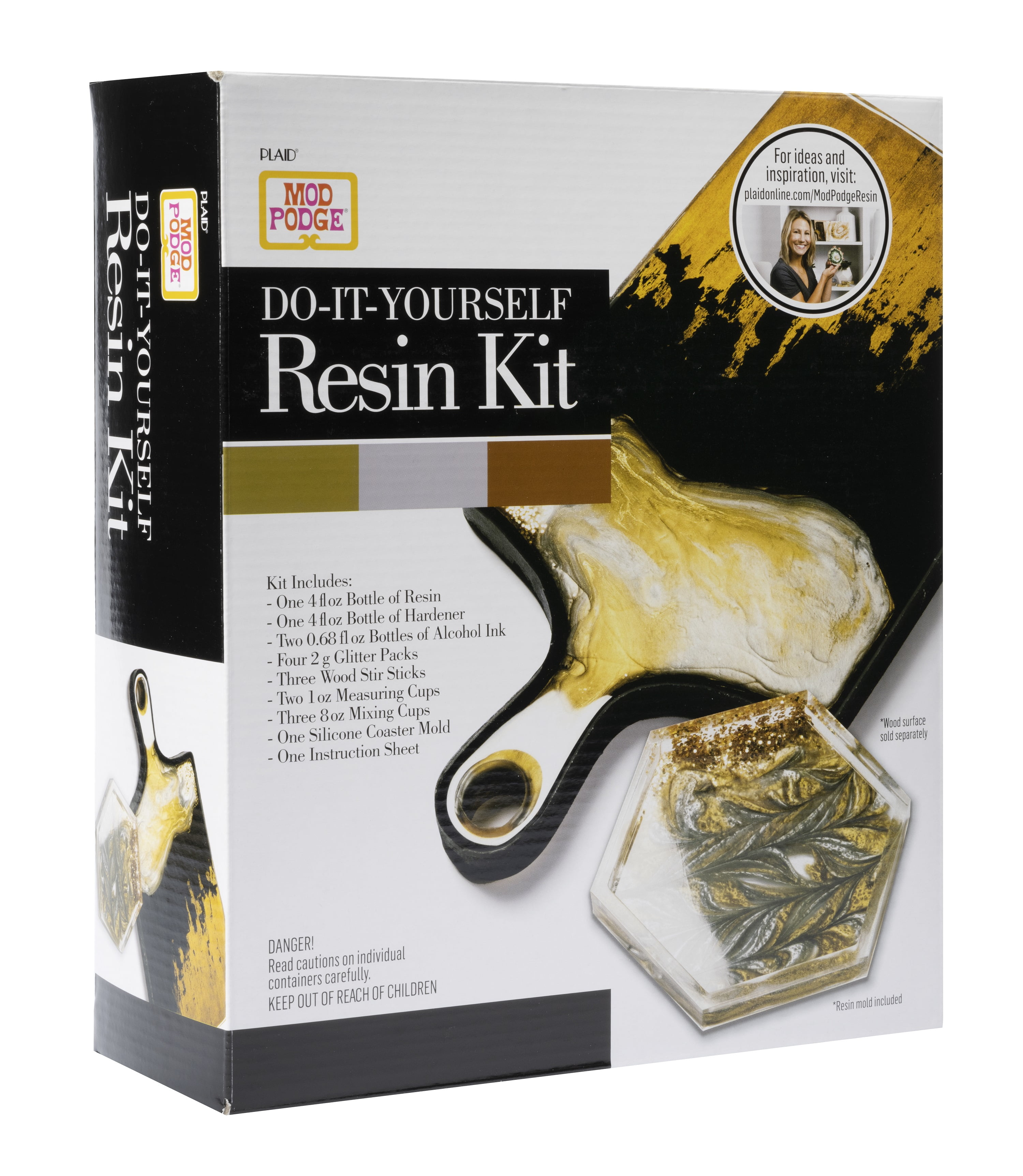 Mod Podge DoItYourself Resin Coaster Kit, Hexagon, Black and Gold