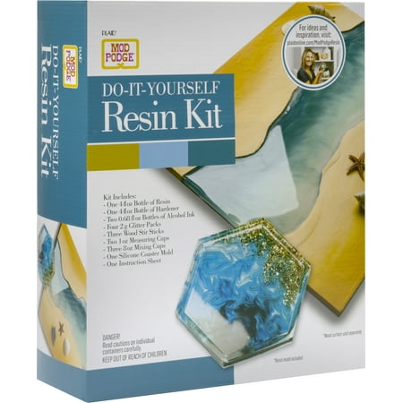 Mod Podge Do-It-Yourself Resin Coaster Kit, Hexagon, Blue and Gold