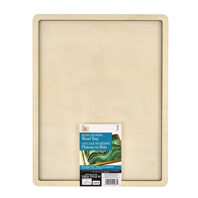 Mod Podge Epoxy Resin Pouring Rectangle Wood Tray, Arts and Crafts Surface, 11' x 14"