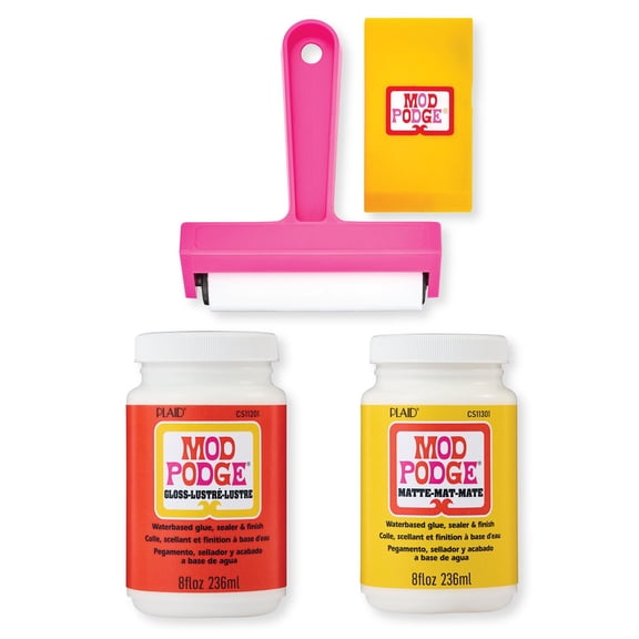 Mod Podge Matte and Gloss Decoupage Kit, Includes Brayer and Squeegee