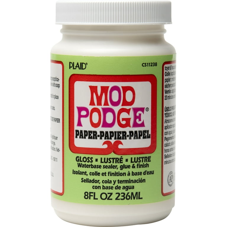 ModPodge is a glue, a sealer and a finish that works well on paper,  plastic, glass, even fabric. You can also try specialty finishes, depending  on the project y…