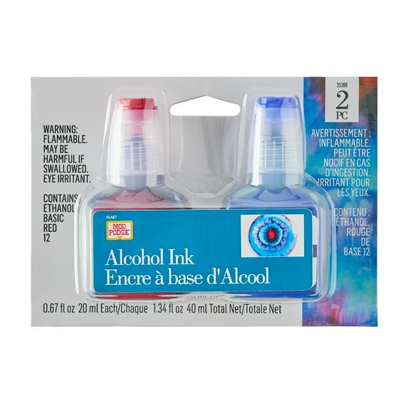 Mod Podge Resin Alcohol Inks, Fun Brights, Red and Navy Blue, 2 Piece Set