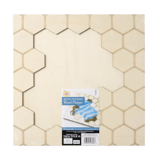 Mod Podge Unpainted Wood Resin Pouring Plaque, Honeycomb, 12" x 12"