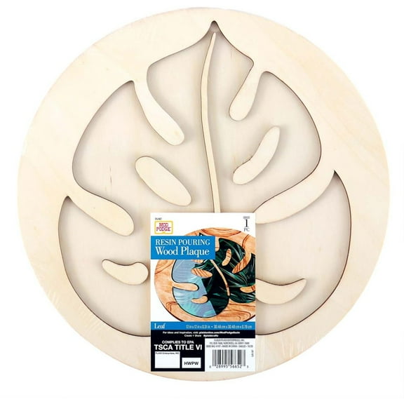 Mod Podge Unpainted Wood Resin Pouring Plaque, Leaf, 12" x 12"