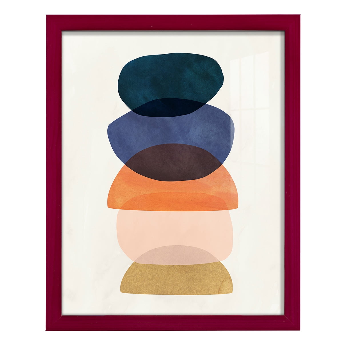Mod Pods I -Framed Print w/glass-Cherry Red