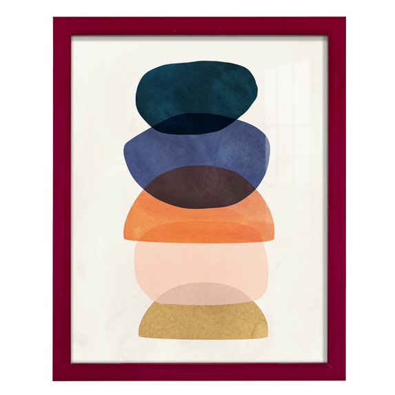 Mod Pods I -Framed Print w/glass-Cherry Red
