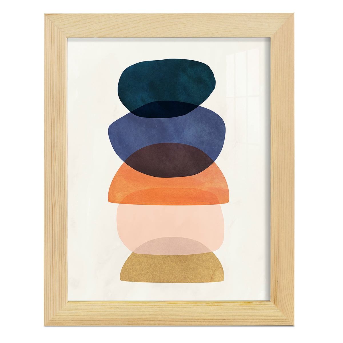 Mod Pods I -Framed Print w/glass-Natural Wood