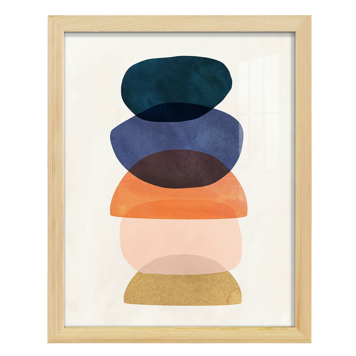 Mod Pods I -Framed Print w/glass-Natural Wood