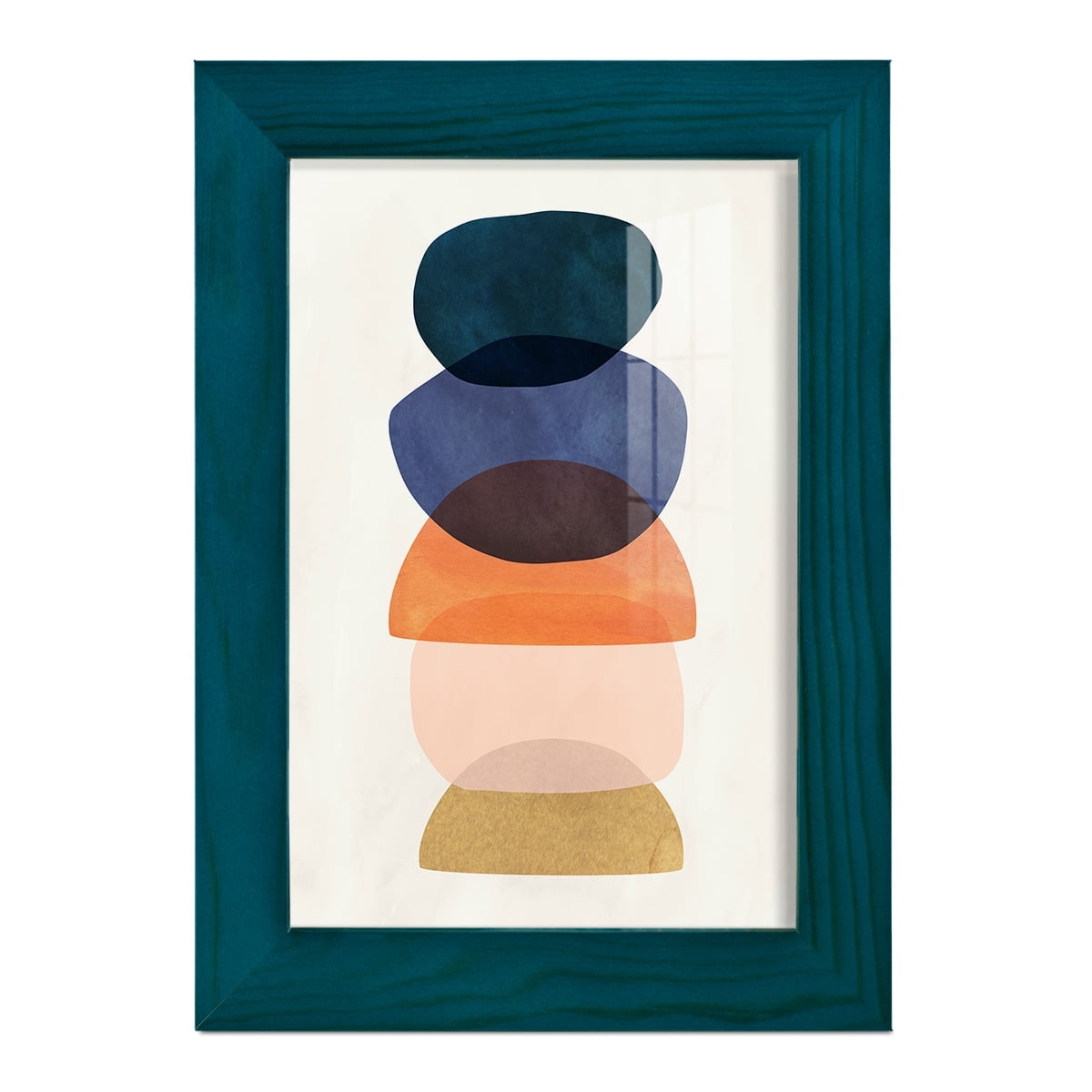 Mod Pods I -Framed Print w/glass-Ocean Blue