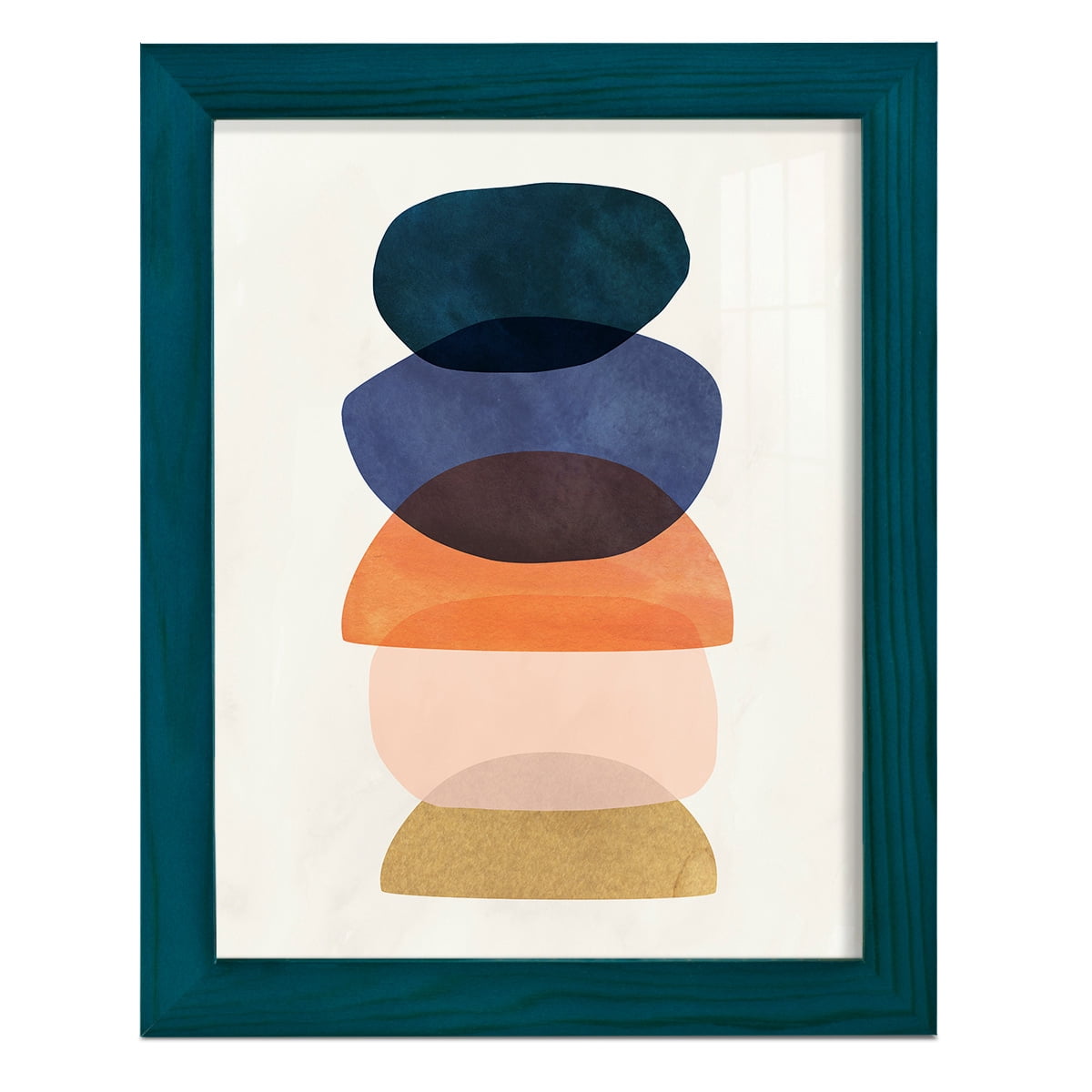 Mod Pods I -Framed Print w/glass-Ocean Blue