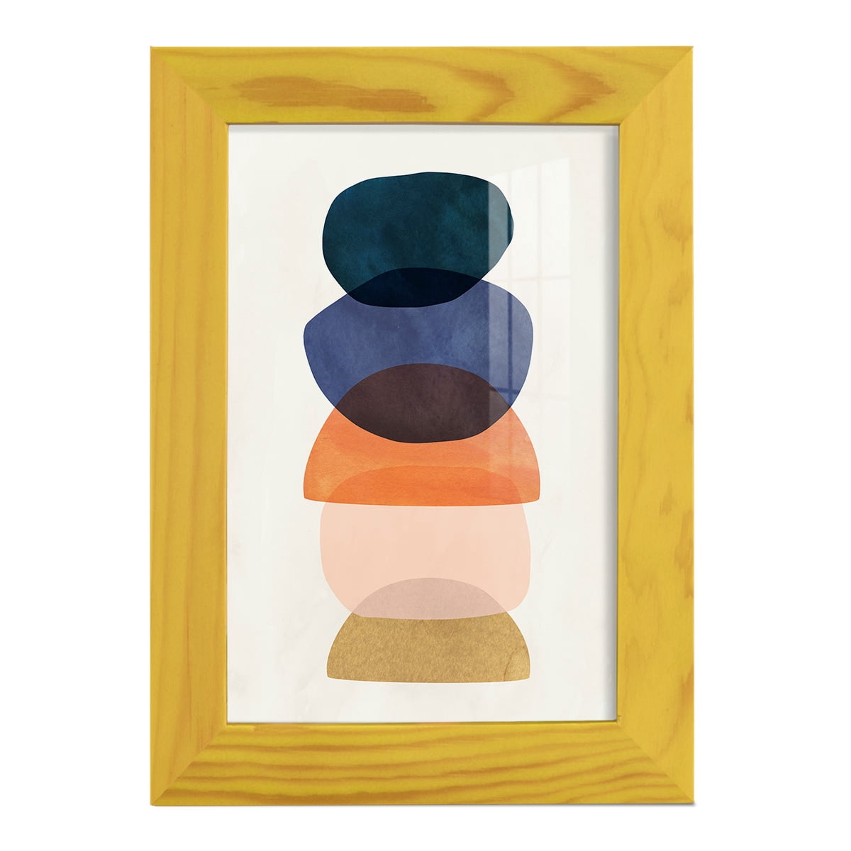 Mod Pods I -Framed Print w/glass-Sunflower Yellow