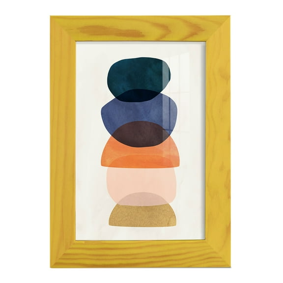 Mod Pods I -Framed Print w/glass-Sunflower Yellow