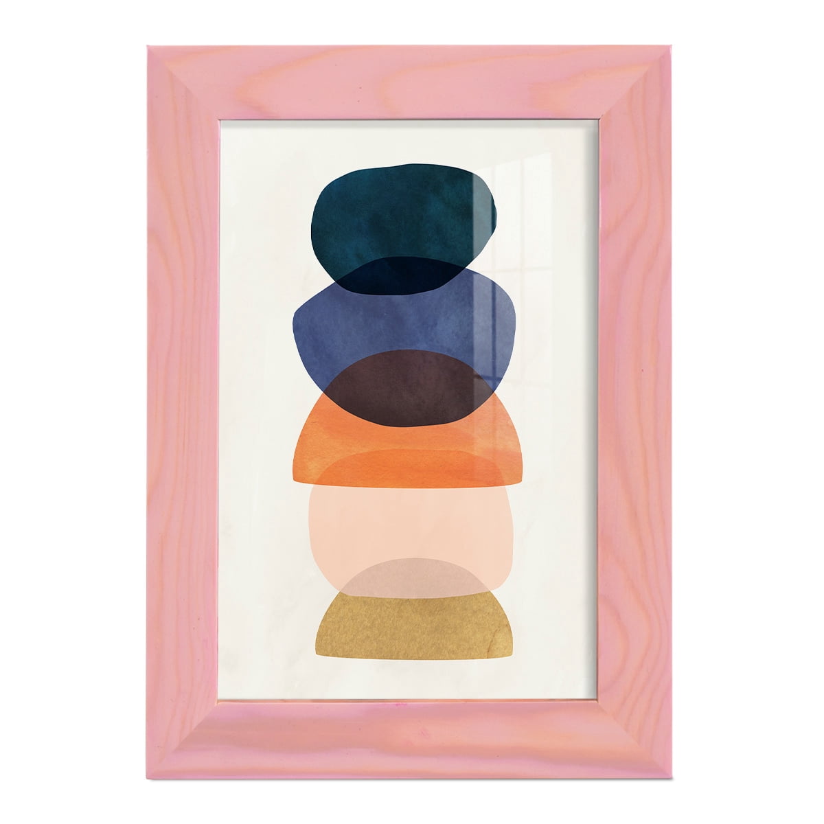 Mod Pods I -Framed Print w/glass-Sunset Pink