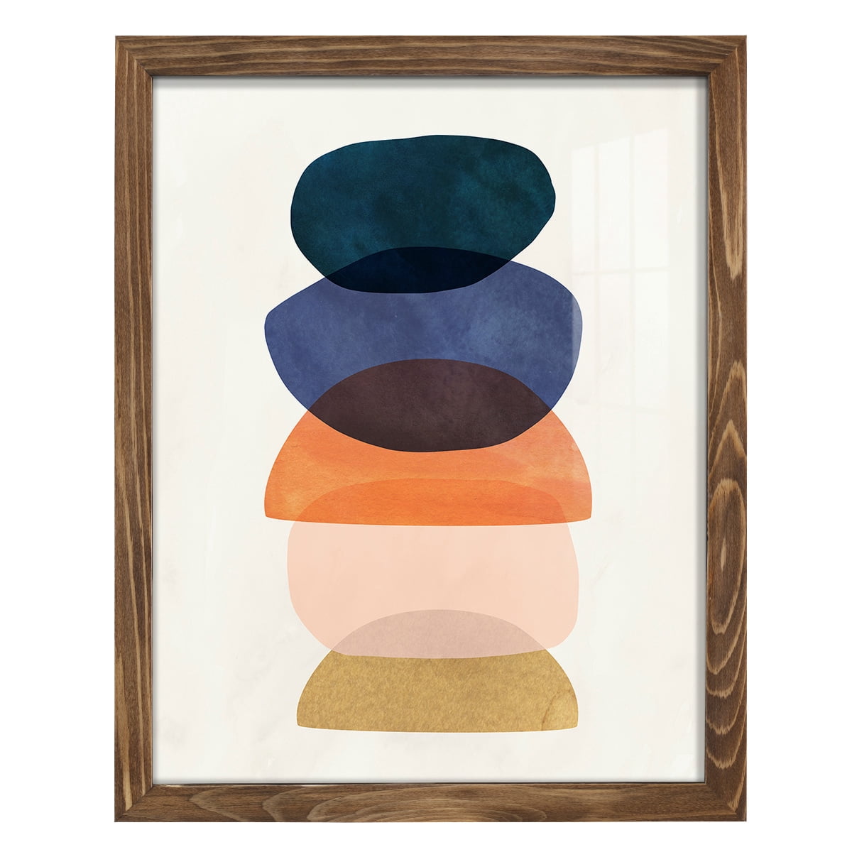 Mod Pods I -Framed Print w/glass-Walnut