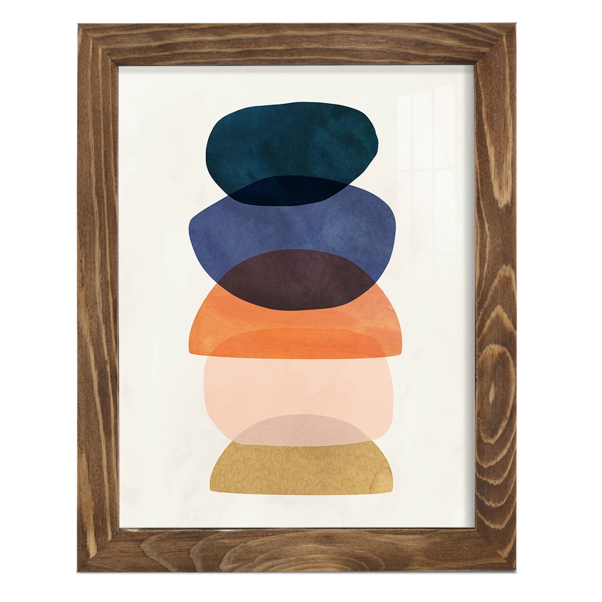 Mod Pods I -Framed Print w/glass-Walnut