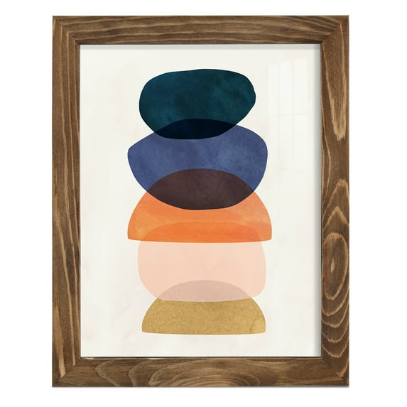 Mod Pods I -Framed Print w/glass-Walnut