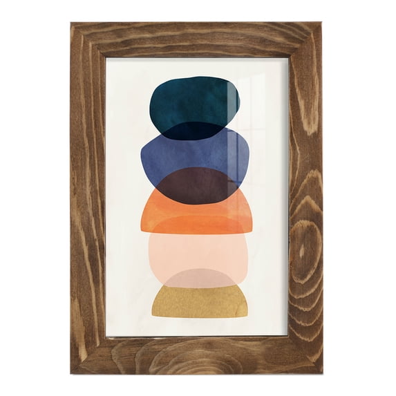 Mod Pods I -Framed Print w/glass-Walnut