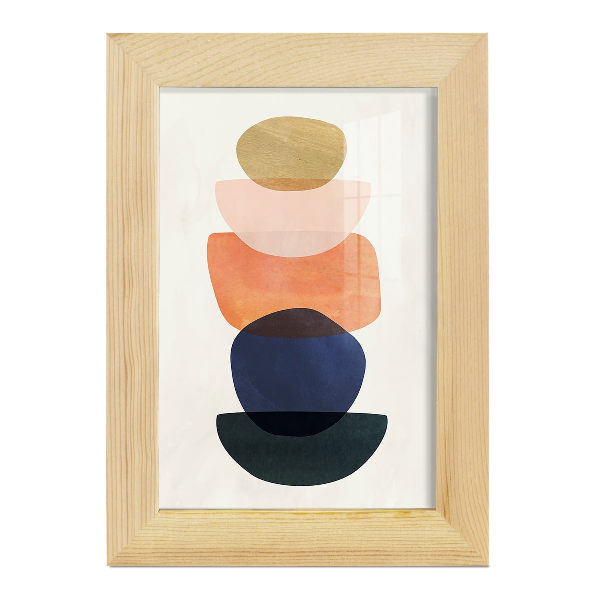Mod Pods II -Framed Print w/glass-Natural Wood