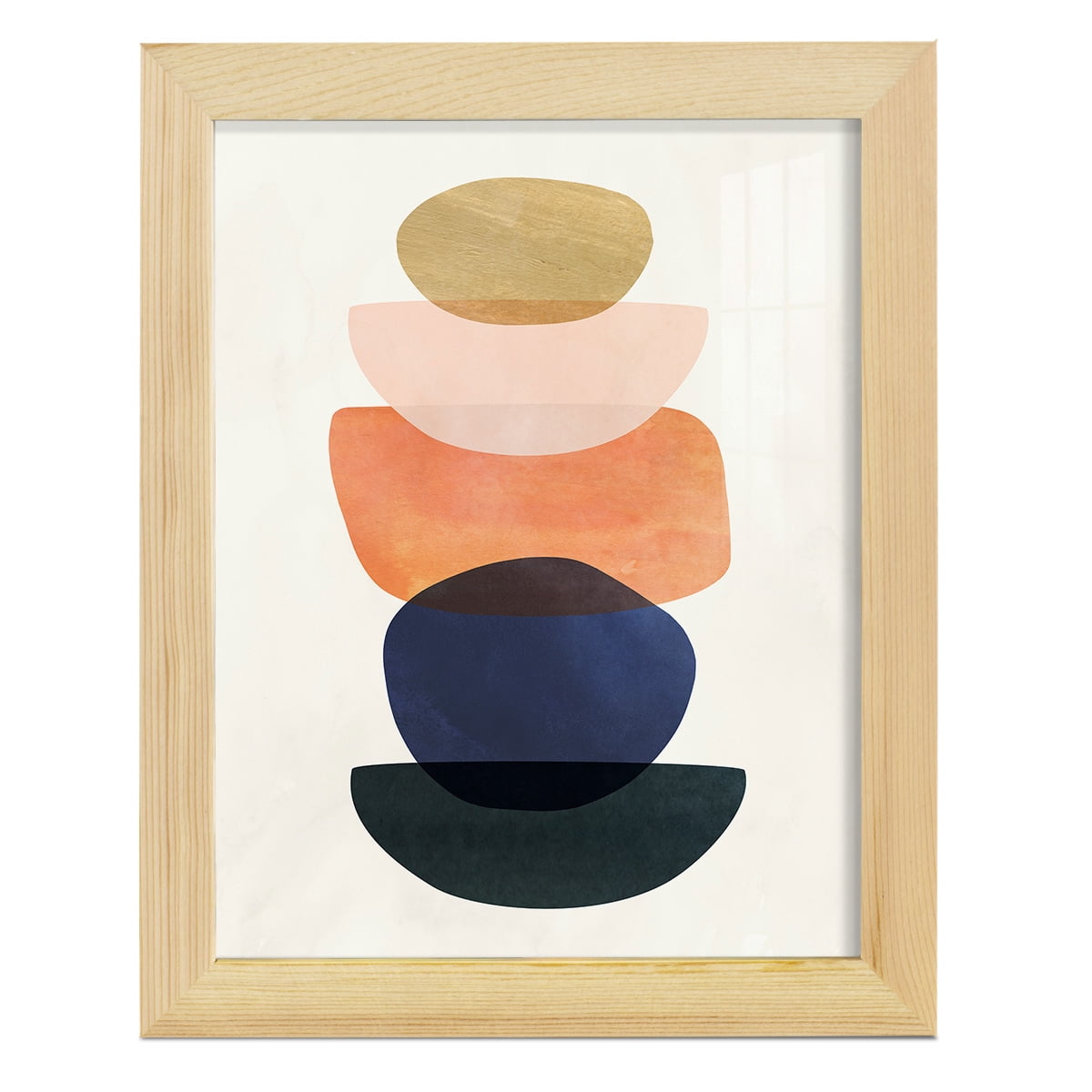 Mod Pods II -Framed Print w/glass-Natural Wood