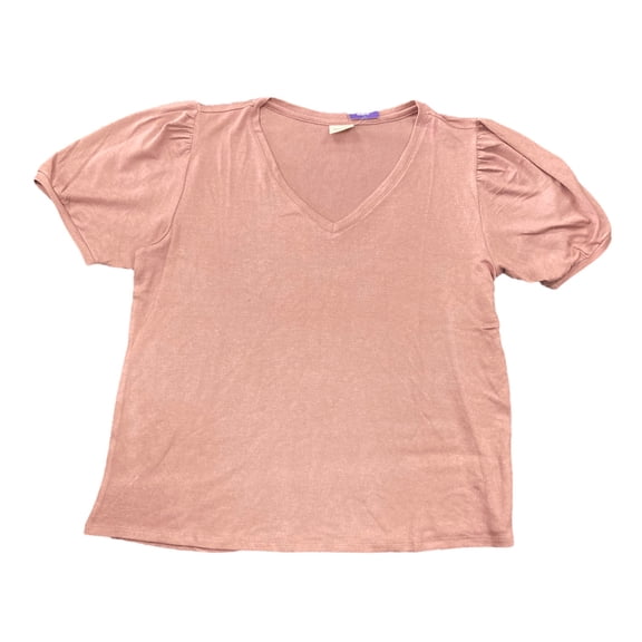 Mod Ref Ladies Extra Soft Puff Sleeve Stretch V-Neck Fashion Tee (Mauve, XL)