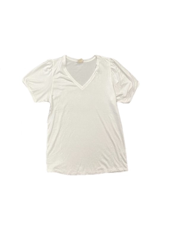 Ladies Soft Puff Sleeve V-Neck Fashion Tee