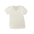thumbnail image 1 of Mod Ref Ladies Extra Soft Puff Sleeve Stretch V-Neck Fashion Tee (White, XS), 1 of 2