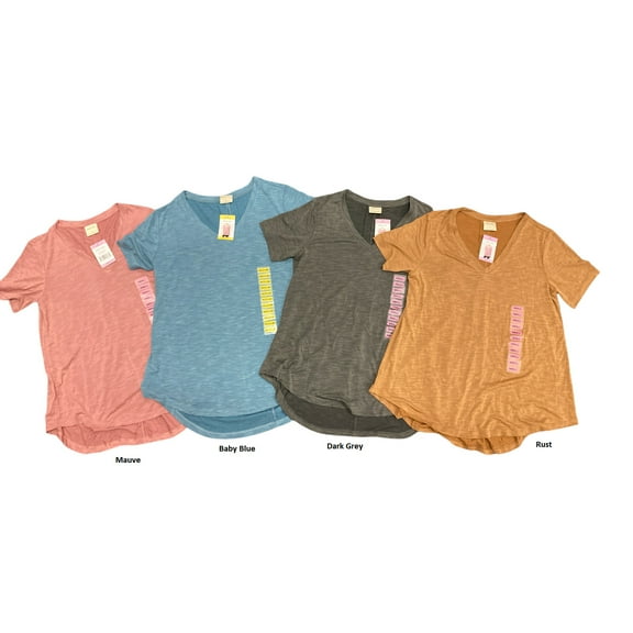 Mod Ref Women's Essential Short Sleeve V-Neck Shirt w/ Back Pleat (Rust, S)