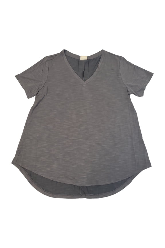 Women's Essential Short Sleeve V-Neck Shirt w/ Back Pleat