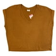 thumbnail image 1 of Mod Ref Women's Rolled Cuff Short Sleeve V-Neck Top (Rust, XL), 1 of 2