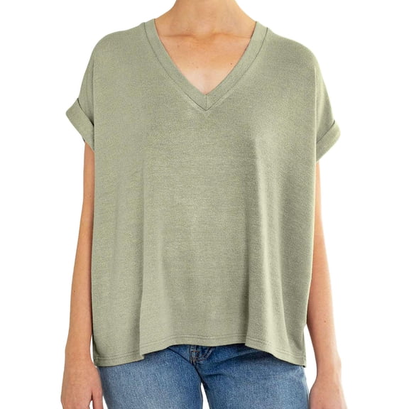 Mod Ref Womens Short Sleeve Vee Neck Top (Sage, XXL)