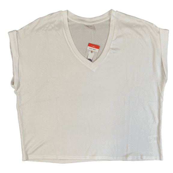 Mod Ref Womens Short Sleeve Vee Neck Top (White, XL)