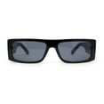 thumbnail image 1 of Mod Retro Narrow Rectangle Flat Top Plastic Buckle Jewel Hinge Sunglasses All Black, 1 of 4