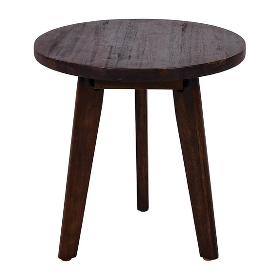 Mod Round Acacia Wood End Table with Playful 3-Leg Design, Handcrafted Side Table for Bedroom Living Room, Youthful Rejuvenation Decor Accent Piece
