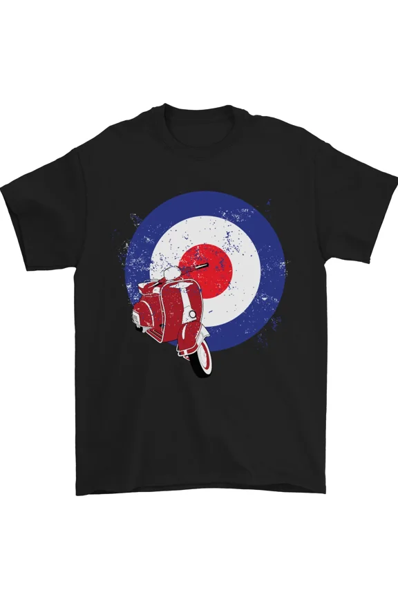 Mod Scooter Motorcycle Motorbike Rider Retro Art Graphic Cotton Unisex T-Shirt, up to size 5XL