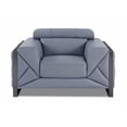thumbnail image 1 of Mod Slate Blue Leather and Chrome Deco Accent Chair, 1 of 8