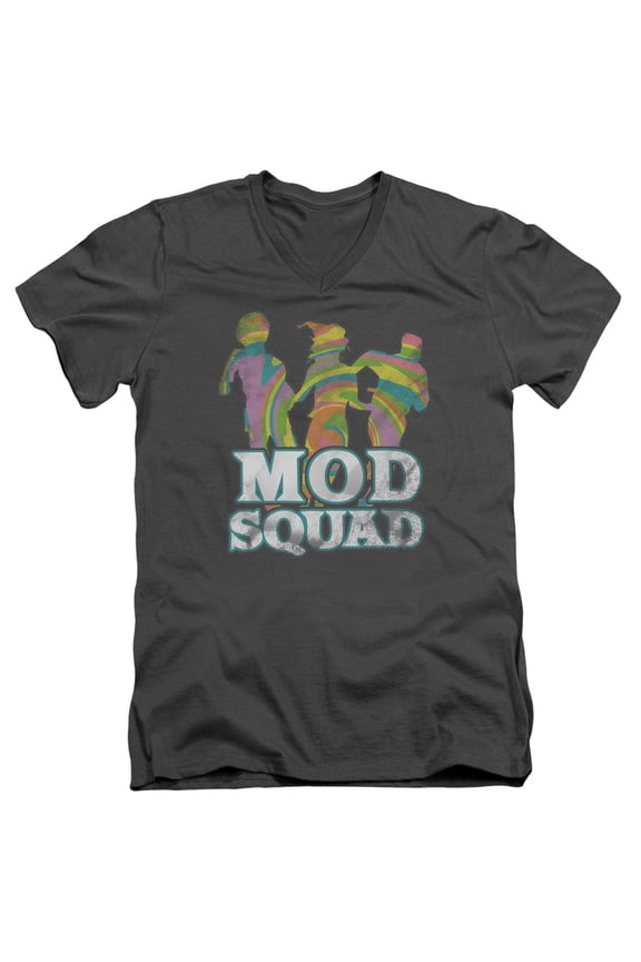 Mod Squad Mod Squad Run Groovy Adult V-Neck T-Shirt Charcoal