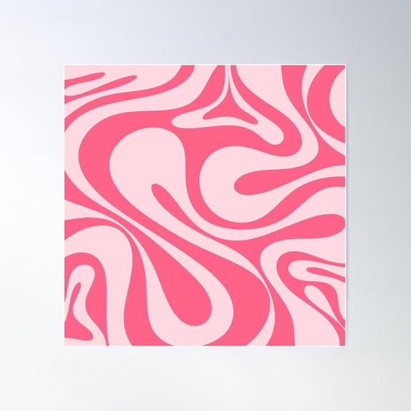 Mod Swirl Retro Modern Abstract Pattern In Candy Pink Poster Wall Art, Modern Wall Decor For Living Room Bedroom, 30x30 UNFRAMED