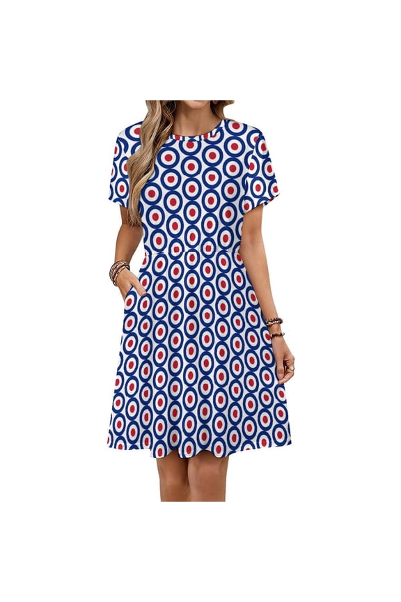 Mod Target Dress Summer Street Style Dresses Female Short Sleeve Printed Sundress