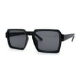 thumbnail image 1 of Mod Thin Plastic Squared Horned Sunglasses All Black, 1 of 4