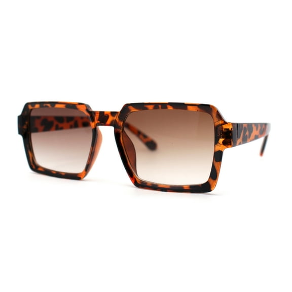 Mod Thin Plastic Squared Horned Sunglasses Tortoise Brown